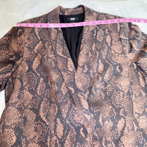 PAIGE Karissa Snake Print Blazer Brown Black Double-Breasted Size L - Picture 8 of 16